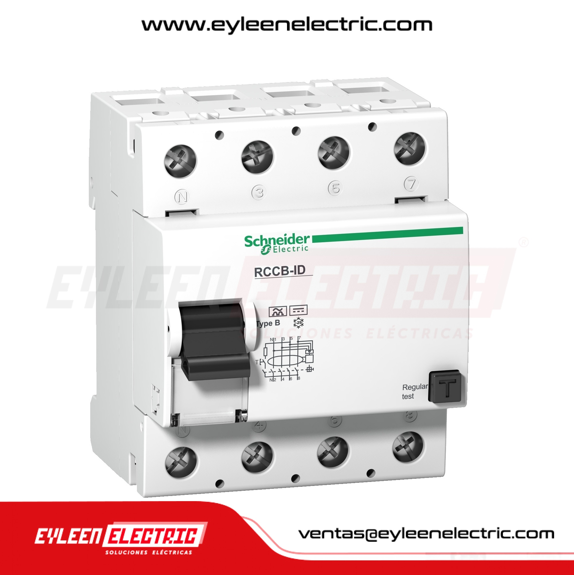 INTERRUPTOR DIFERENCIAL RIEL DIN ACTI9 iIDsi, 4X125A, 300SmA, CLASE B-SI