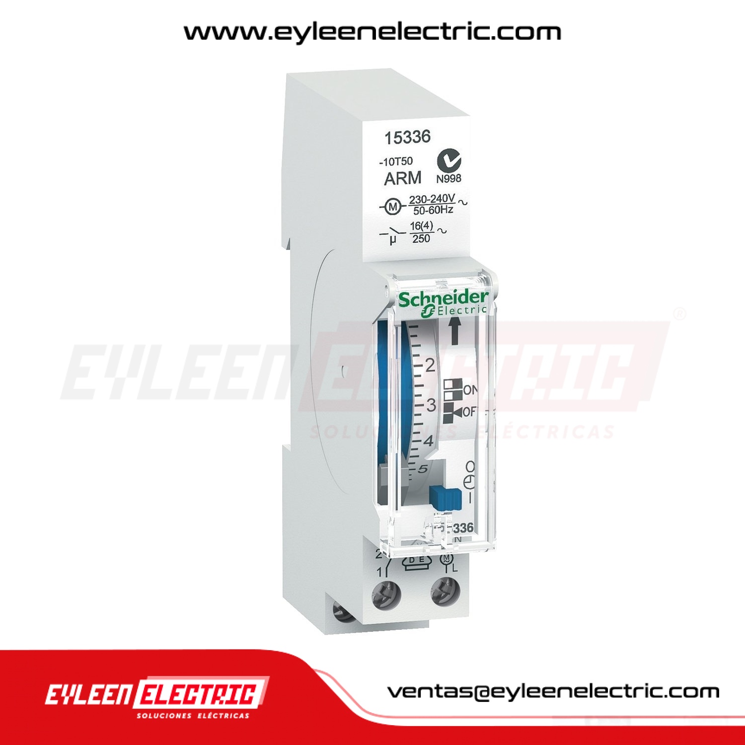 PROGRAMADOR HORARIO ANALÓGICO IH DIARIO 24 HORAS, 230V + - 10%, 50-60 HZ, INTERVALO.15 MIN, 16A