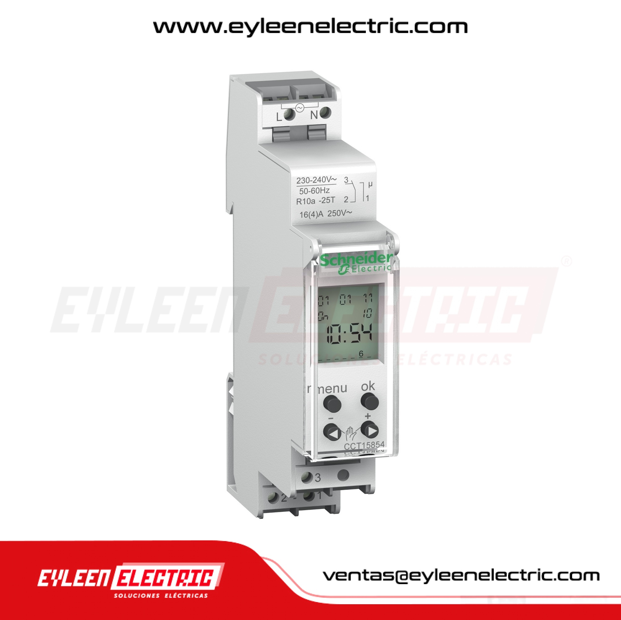 PROGRAMADOR HORARIO DIGITAL IHP DIARIO/SEMANAL, 230V + - 10%, 50-60HZ, INTERVALO 1 MIN, 16 A