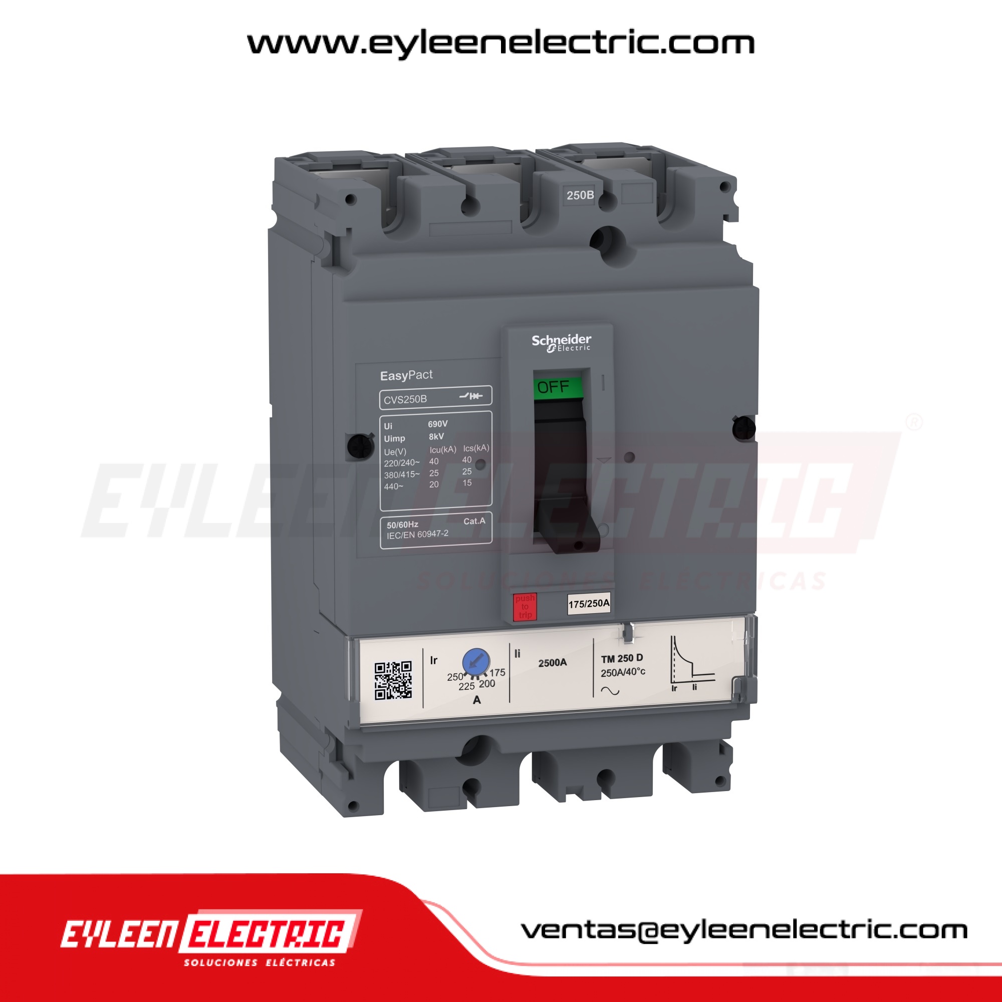 INTERRUPTOR AUTOMÁTICO CAJA MOLDEADA FIJA EASYPACT REGULAR CVS100B, 3X(28-40A), 40/25/20kA, 240/380/440VAC