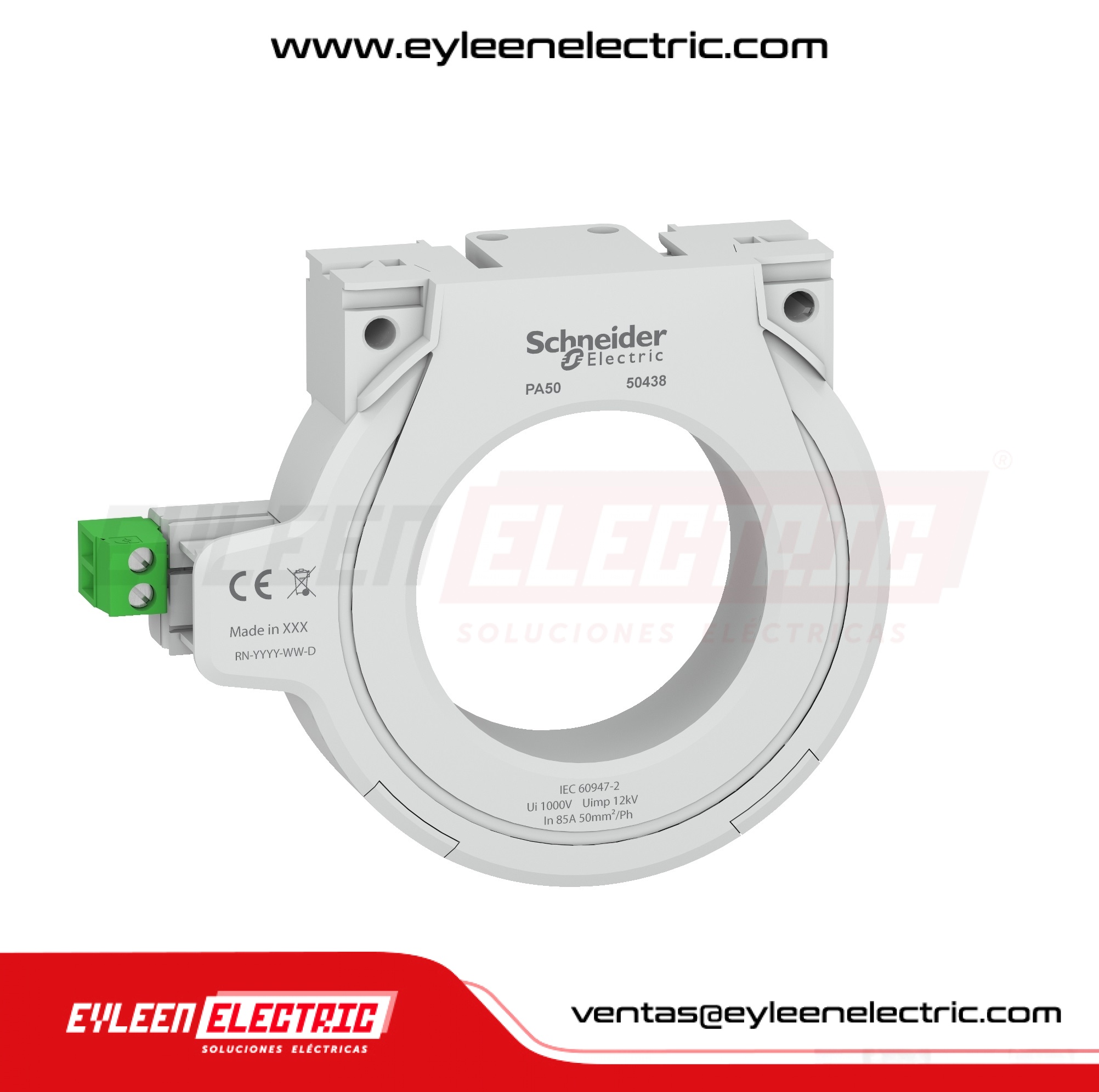 TOROIDE CERRADO PARA PROTECCIÓN DE CORRIENTE RESIDUAL PA50, 85A, Ø 50mm