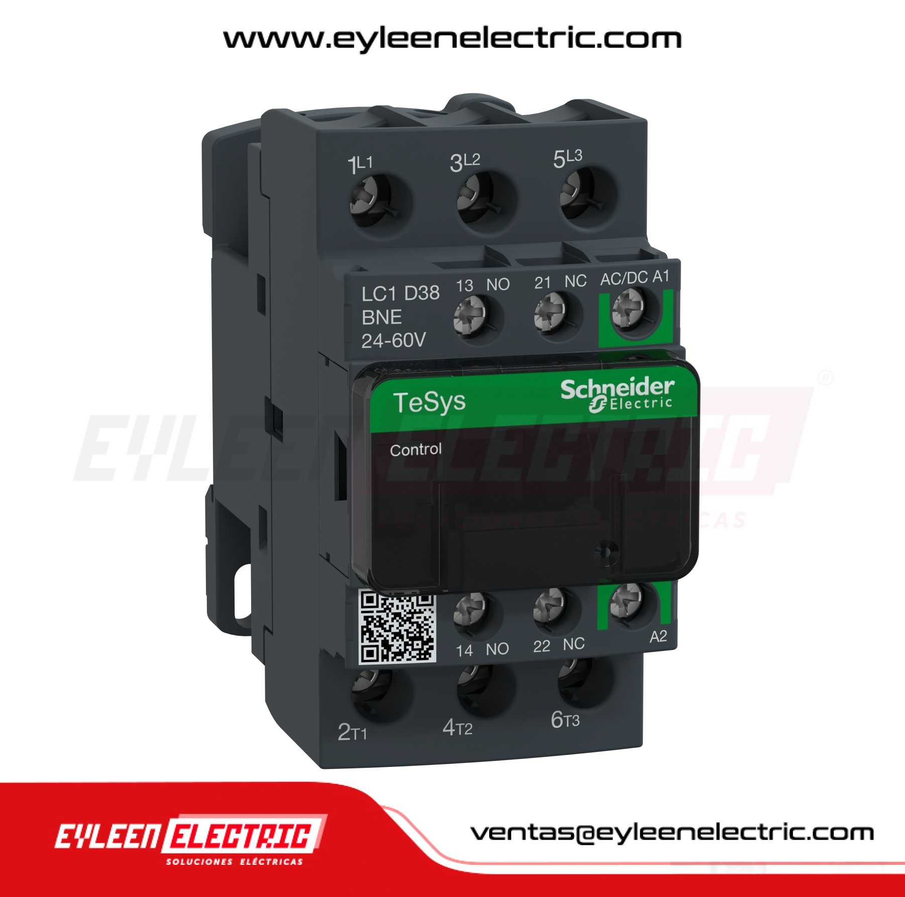 CONTACTOR TESYS D GREEN, 38A/AC3 - 50A/AC1, 1NA + 1NC, BOBINA: 24…60 VAC/DC