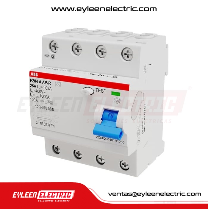 INTERRUPTOR DIFERENCIAL PARA RIEL DIN DE 4X40A, 30MA, F204A-40/0.03 AP-R