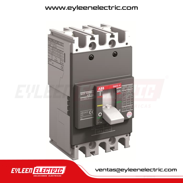 INTERRUPTOR AUTOMÁTICO CAJA MOLDEADA FIJA SACE FORMULA 3X125A, A1A 125 TMF 125-1250 3p F F, 10/10/8kA, 240/380/440VAC
