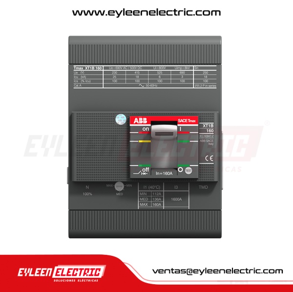 INTERRUPTOR AUTOMÁTICO CAJA MOLDEADA FIJA Tmax, 4X125A, XT1N 160 TMD 125-1250 4p F F, 65/36/36kA, 240/380/440VAC