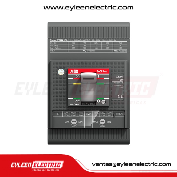 INTERRUPTOR AUTOMÁTICO CAJA MOLDEADA FIJA REGULAR Tmax, 3X(11.2-16A), XT2H 160 TMD 16-300 3p F F, 100/70/65kA, 240/380/440VAC
