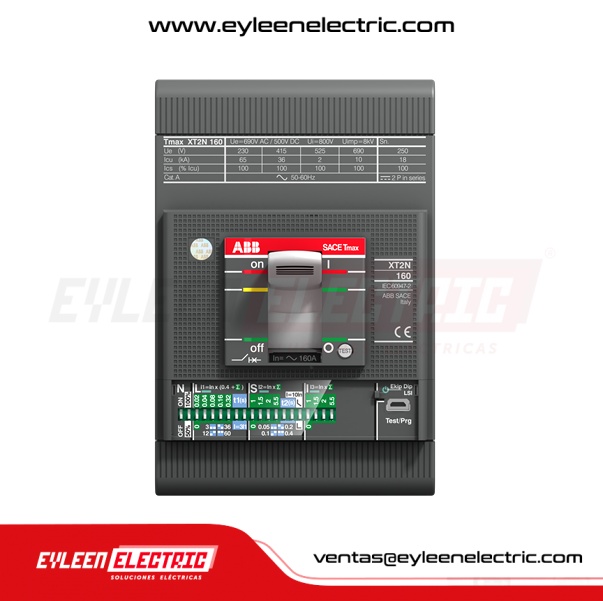 INTERRUPTOR AUTOMÁTICO CAJA MOLDEADA FIJA REGULAR Tmax, 3X(44.1-63A), XT2H 160 Ekip LS/I In= 63A 3p F F, 100/70/65kA, 240/380/440VAC