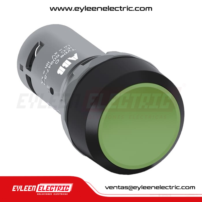 PULSADOR COMPACTO RASANTE CON BIZEL PLÁSTICO DE 22mm, CP1-10G-10, VERDE, 1NA