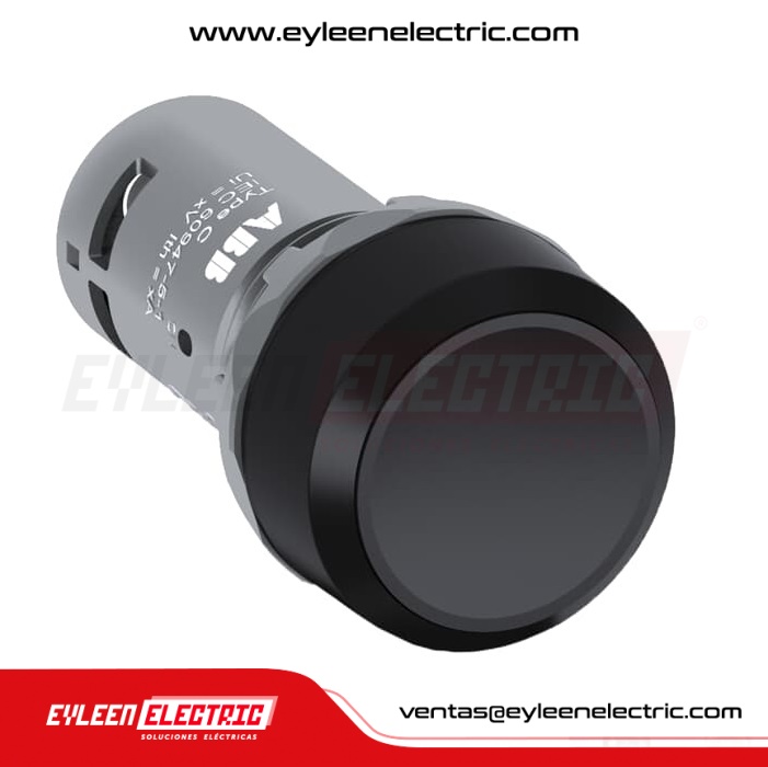 PULSADOR COMPACTO RASANTE CON BIZEL PLÁSTICO DE 22mm, CP1-10B-10, NEGRO, 1NA