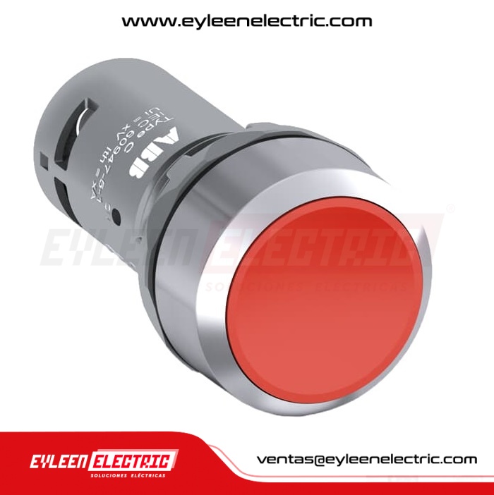 PULSADOR COMPACTO RASANTE CON BIZEL METÁLICO DE 22mm, CP1-30R-01, ROJO