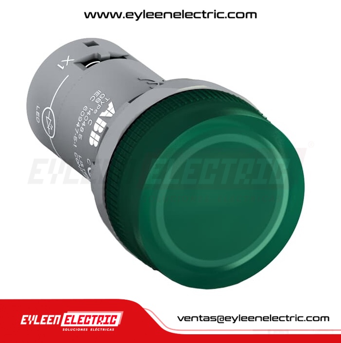 PORTALÁMPARA COMPACTA C/LED INCL. DE 22mm, CL2-523G, VERDE,  230VAC