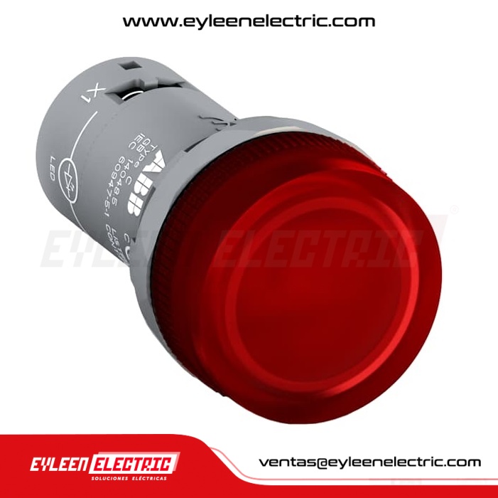 PORTALÁMPARA COMPACTA C/LED INCL. DE 22mm, CL2-513R, ROJO,  110-130VAC