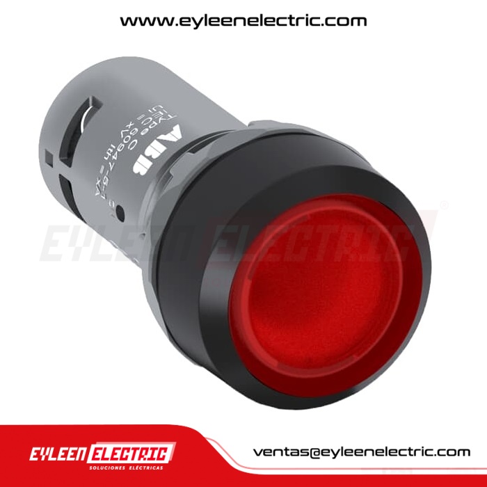 PULSADOR MOMENT. LUM. RASANTE BISEL PLÁSTICO DE 22mm, CP1-13R-01, ROJO, 1NC, 230VAC
