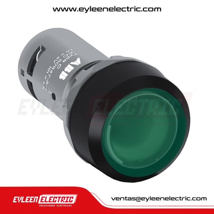 PULSADOR MOMENT. LUM. RASANTE BISEL PLÁSTICO DE 22mm, CP1-11G-10, VERDE, 1NA, 24VAC/VDC