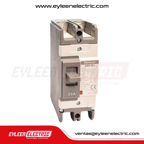 INTERRUPTOR DE CAJA MOLDEADA FIJA, 2X20A, ABN52C, 30KA/240V