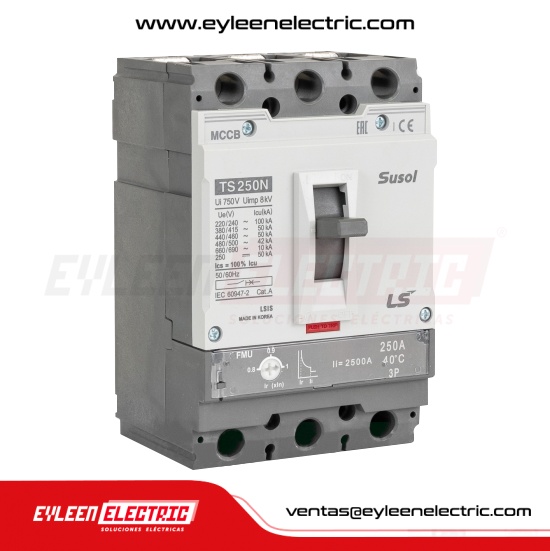 INTERRUPTOR DE CAJA MOLDEADA FIJA REGULAR, 3X(200-250A), TS250N ETS, 100KA/220V