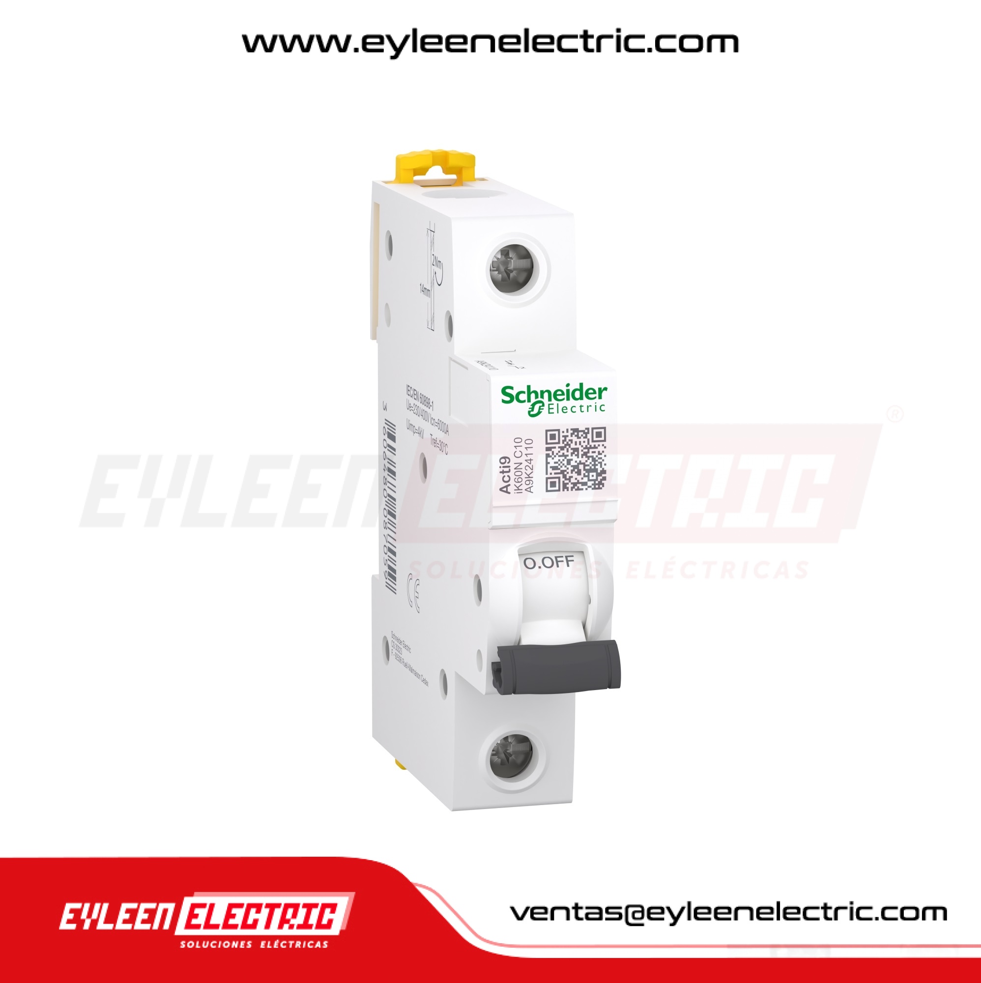 INTERRUPTOR TERMOMAGNETICO RIEL DIN ACTI9 IK60N, 1X10A, 10/5KA, 110/230V, CURVA C