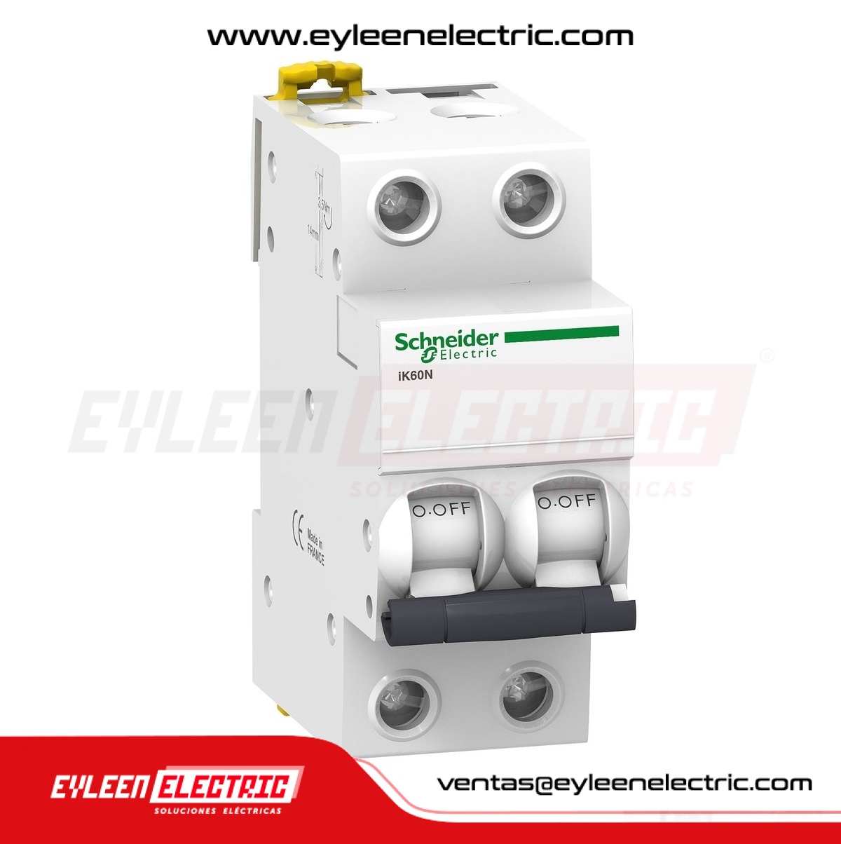 INTERRUPTOR TERMOMAGNETICO RIEL DIN ACTI9 IK60N, 2X25A, 10/5KA, 110/230V, CURVA C