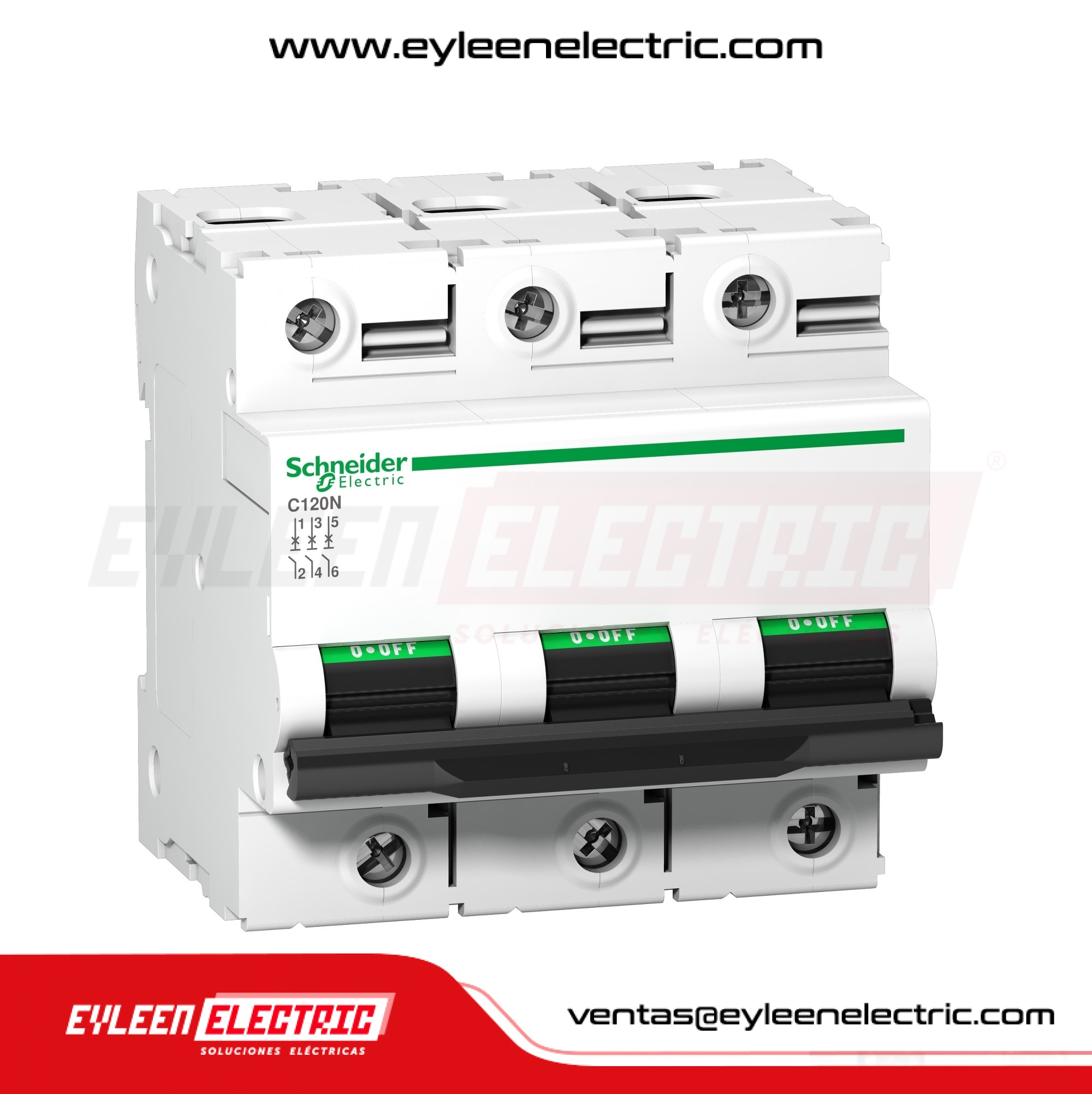 INTERRUPTOR TERMOMAGNETICO RIEL DIN ACTI9 C120N, 3X80A, 20/10/6kA, 230/400/440VAC, CURVA C