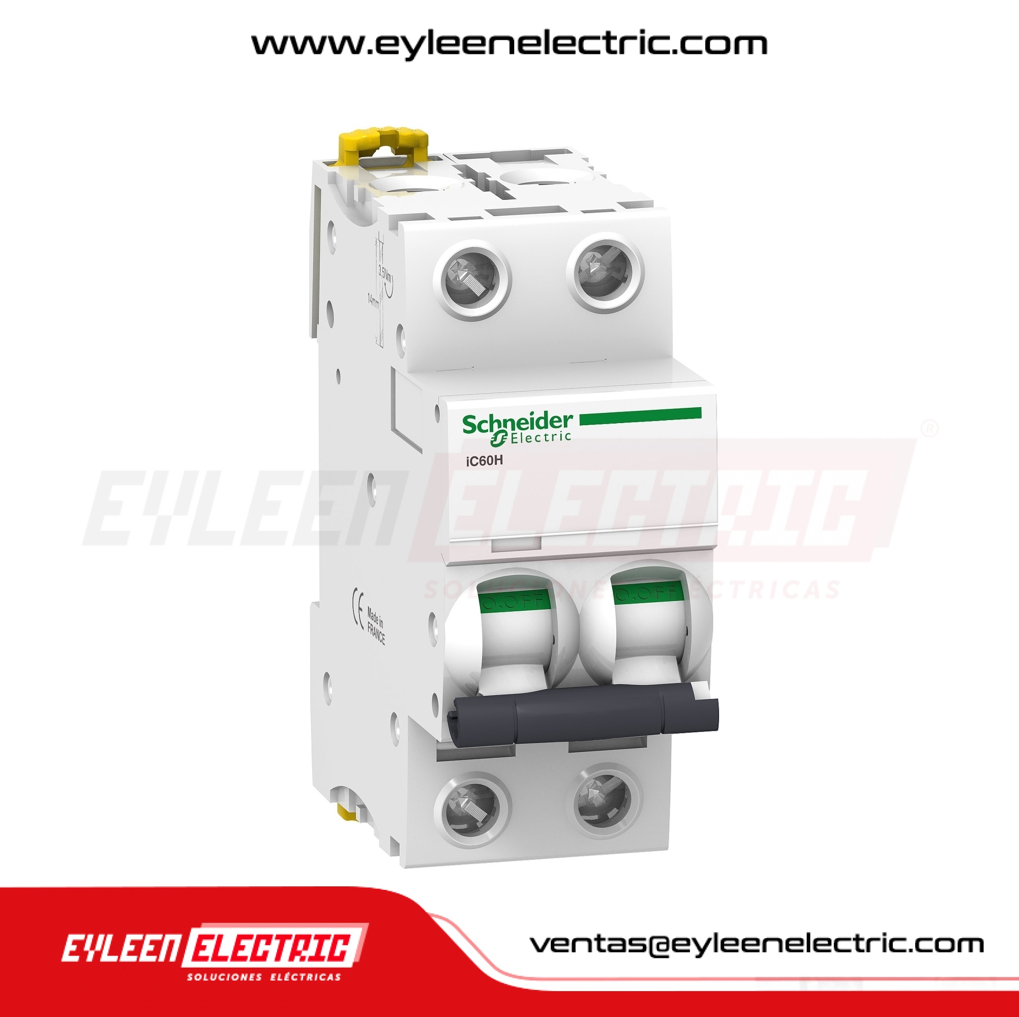 INTERRUPTOR TERMOMAGNETICO RIEL DIN ACTI9 IC60H, 2X50A, 30/15/10kA, 230/400/440VAC, CURVA C