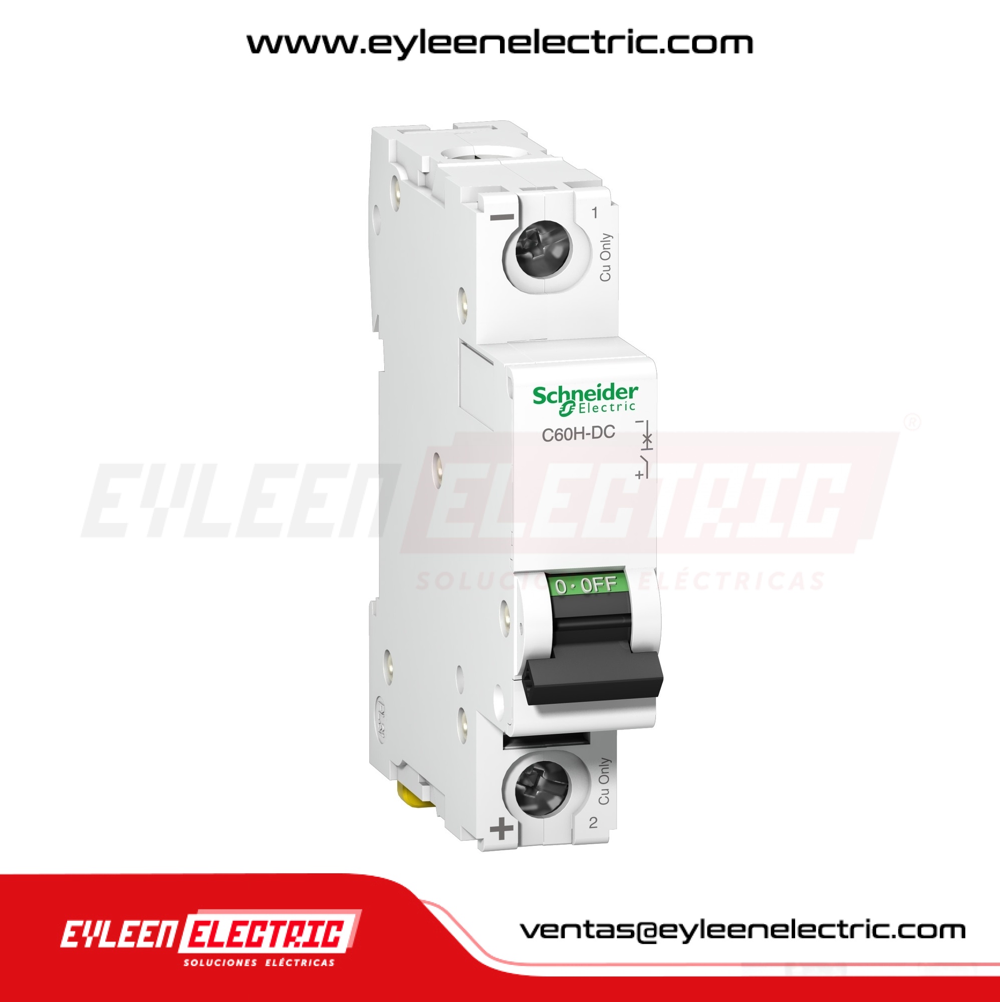 INTERRUPTOR TERMOMAGNETICO RIEL DIN ACTI9 C60H-DC, 1X6A, 20/10/6kA, 110/220/250/VDC, CURVA C