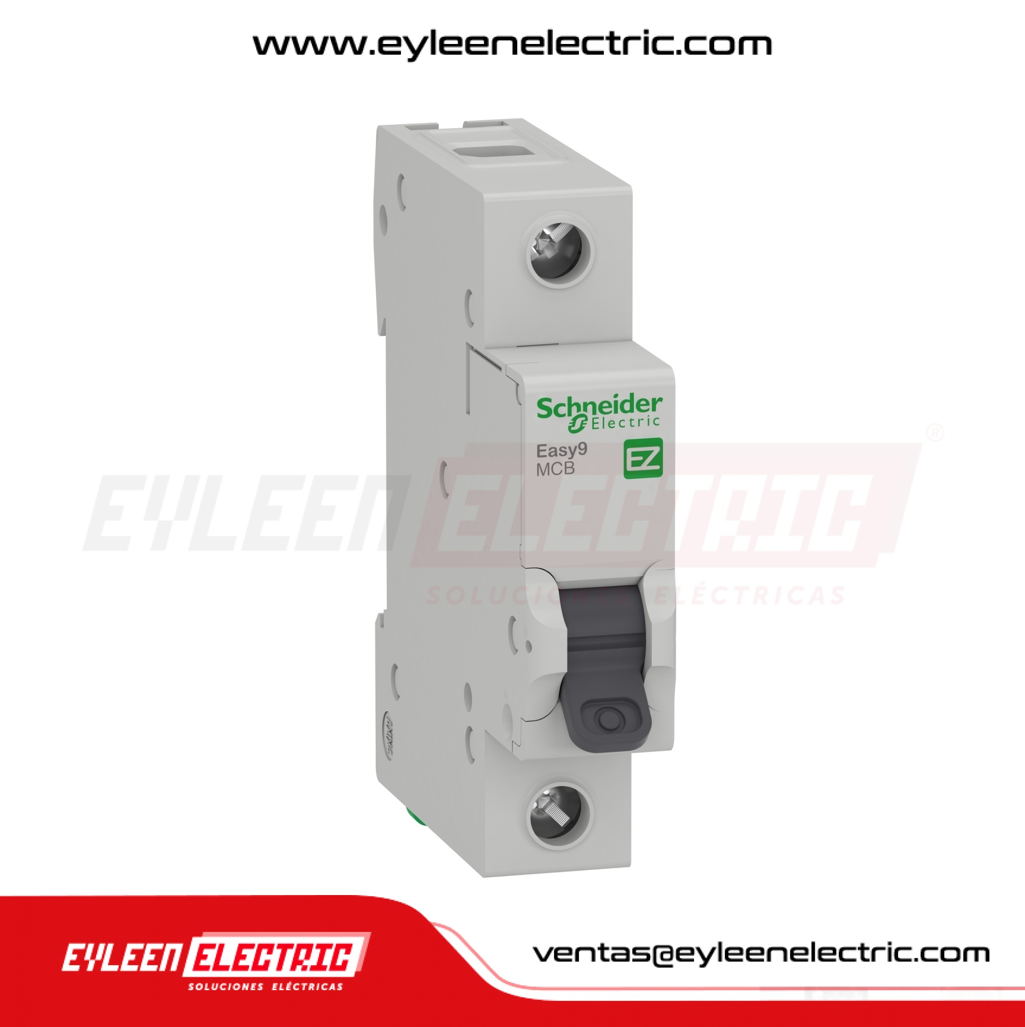 INTERRUPTOR TERMOMAGNETICO RIEL DIN EASY9 MCB 1X20A, 10/6KA, 230/400V, CURVA C