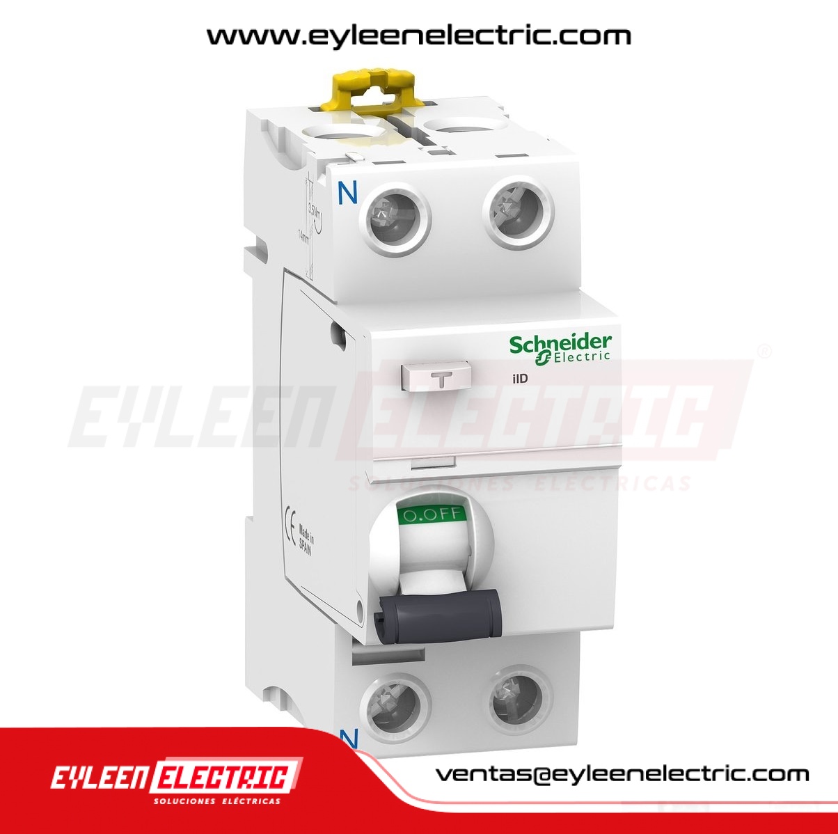 INTERRUPTOR DIFERENCIAL RIEL DIN ACTI9 iID, 2X63A, 30mA, CLASE AC